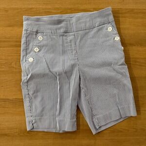 Counterparts Womens Med Striped Sailor Nautical Shorts Button Detail High Waist